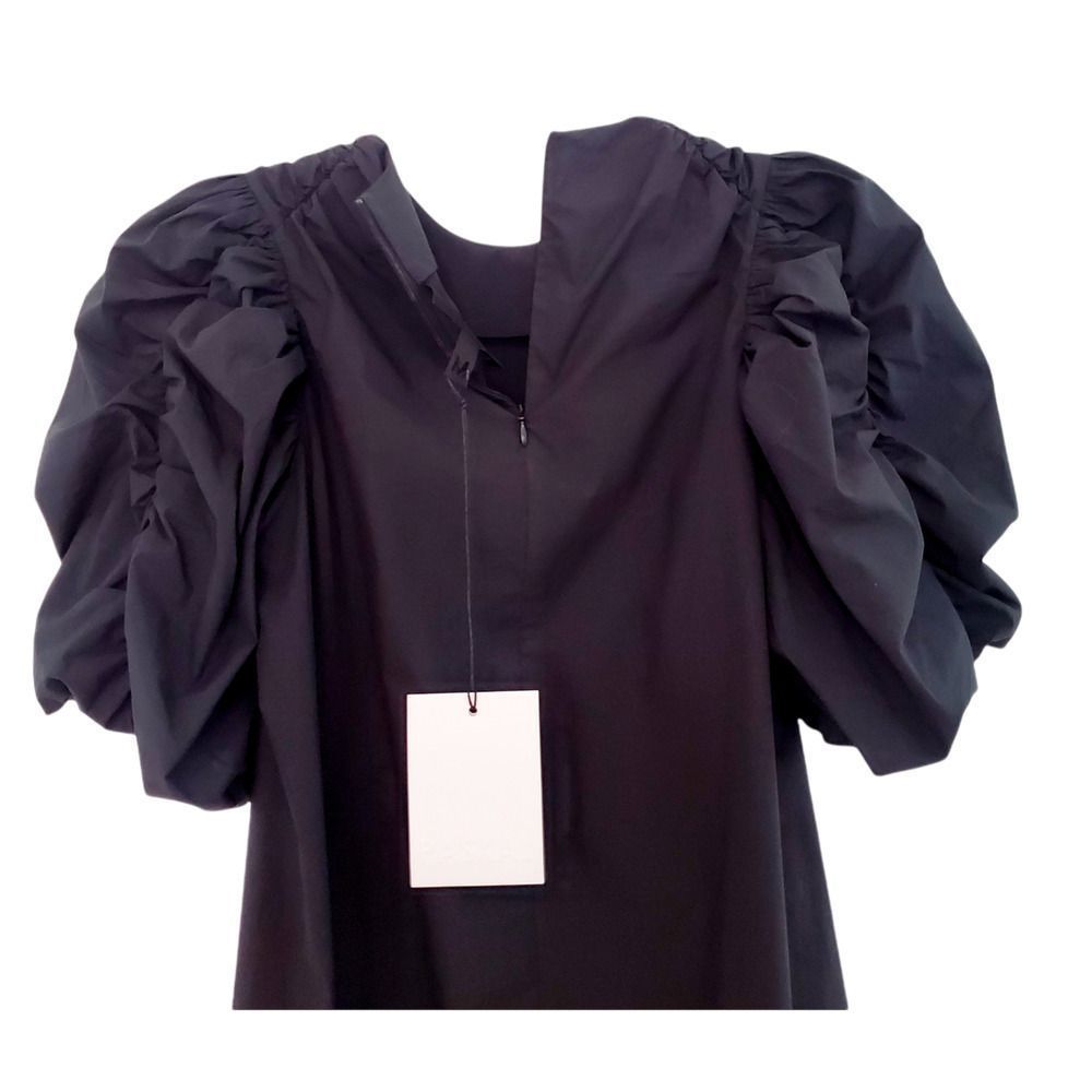 Paskal Puff Sleeve Flared A-Line black dress, Couture, size Medium - Picture 5 of 14